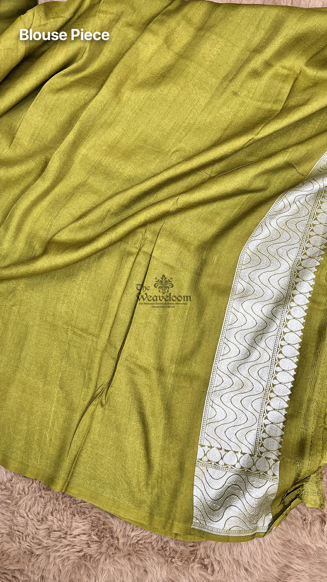 Light mehendi green meenakari Tussar Georgette pure Banarasi saree by The Weaveloom