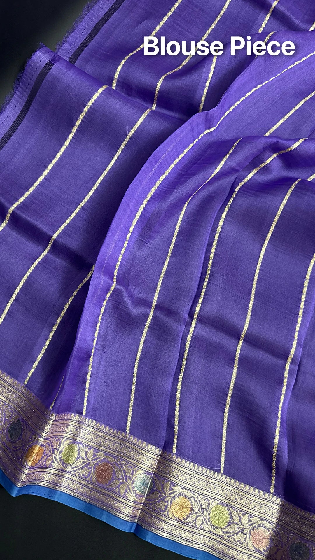 Light Violet Kora Silk Banarasi Saree with Golden Zari Buti and Multicolor Rich Border by The Weaveloom