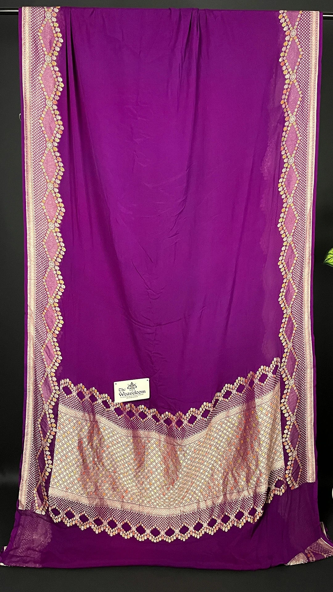 Magenta Khaddi Georgette Pure Banarasi Saree Water Zari - The Weaveloom