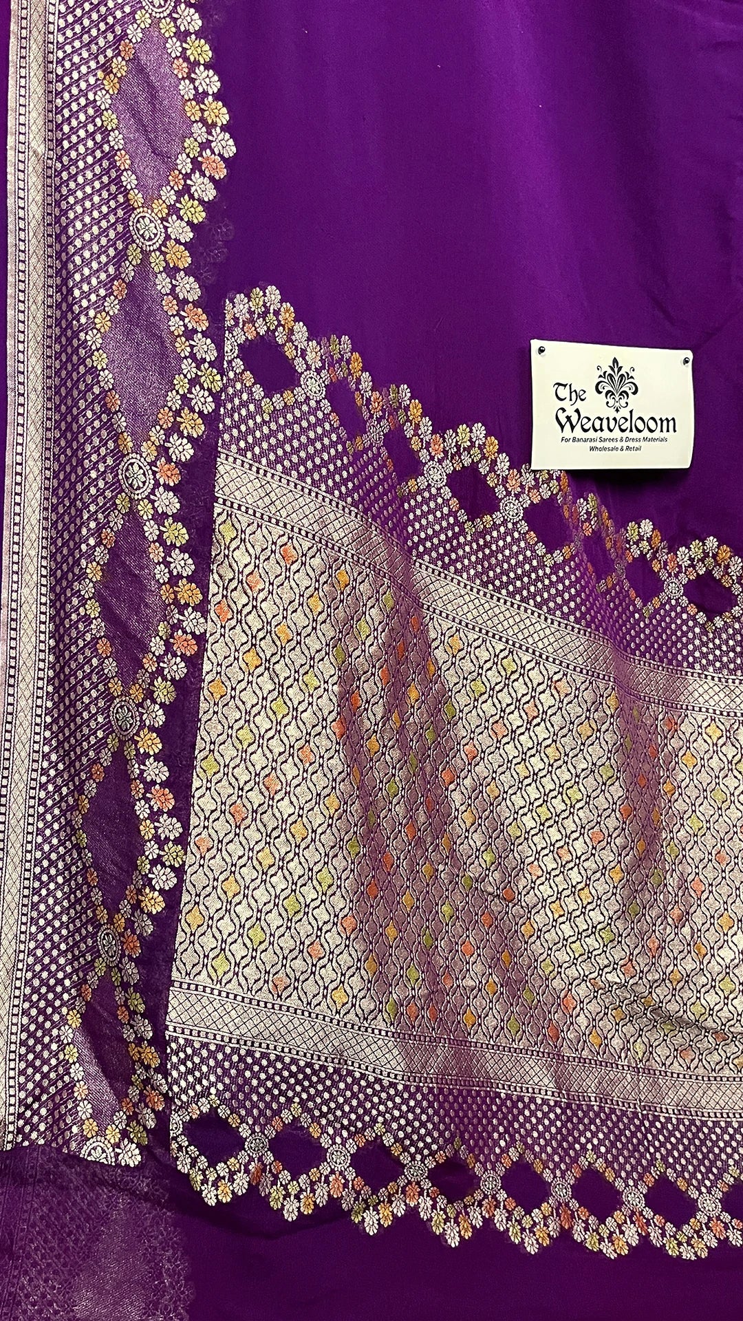 Magenta Khaddi Georgette Pure Banarasi Saree Water Zari - The Weaveloom