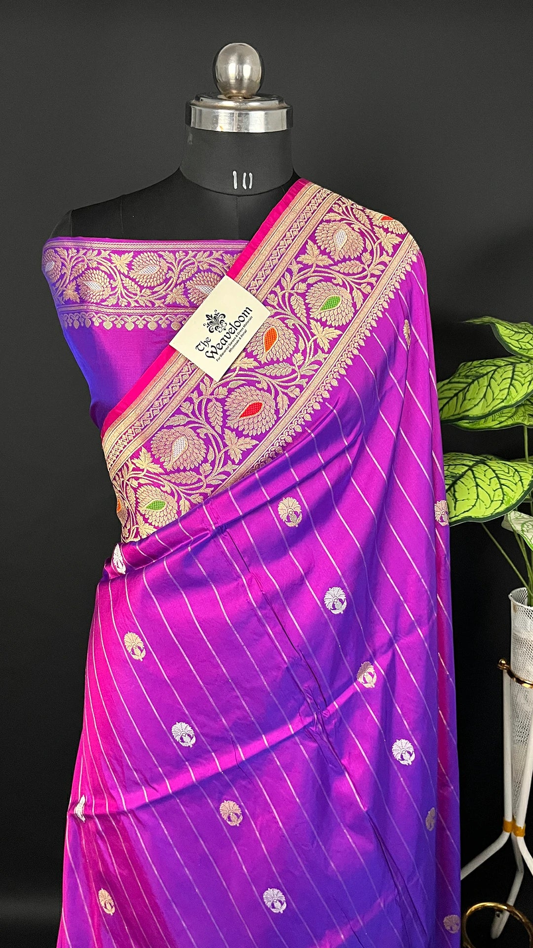 Magenta - Pure Katan Silk Meenakari Handloom Banarasi Saree Kadwa Weave by The Weaveloom