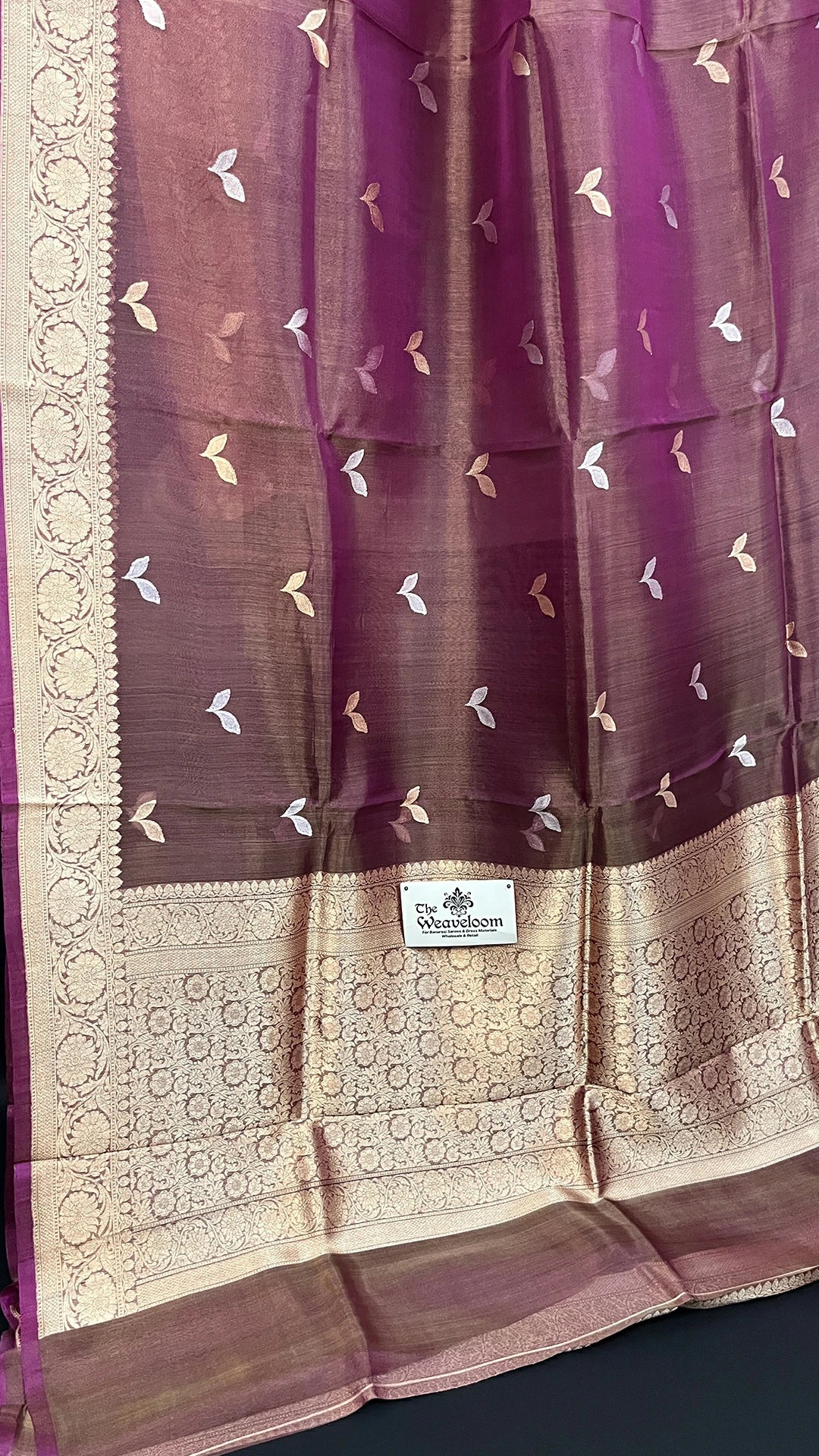 Magenta Tissue Silk Pure Handloom Banarasi Saree Kadwa With Sona Rupa Motifs Golden Zari Border The Weaveloom