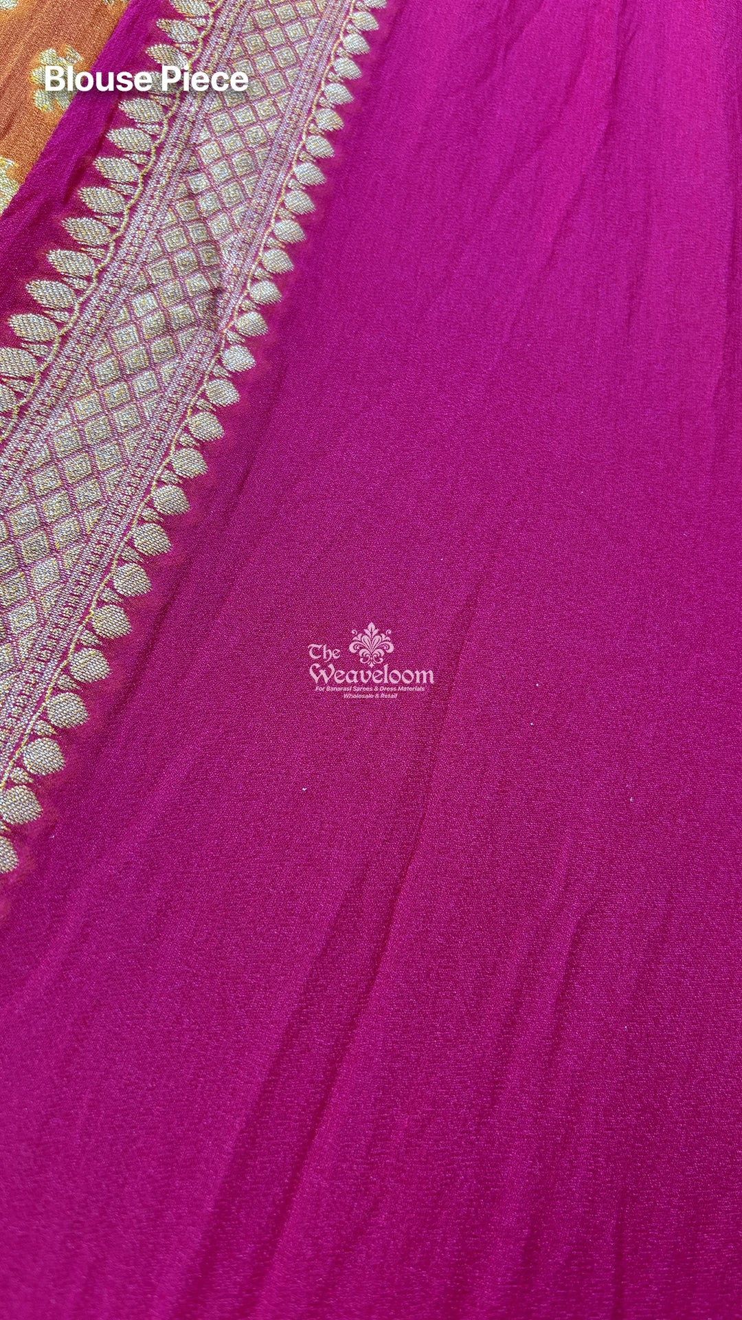 Magenta tri-shade booti motif pure crepe georgette Banarasi saree by The Weaveloom