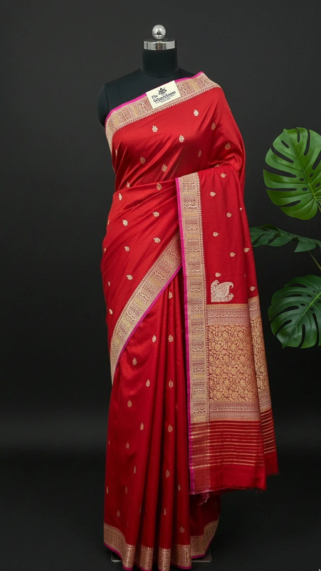 Maroon Katan Silk Pure Handloom Banarasi Saree with Sona Rupa Zari Buti
