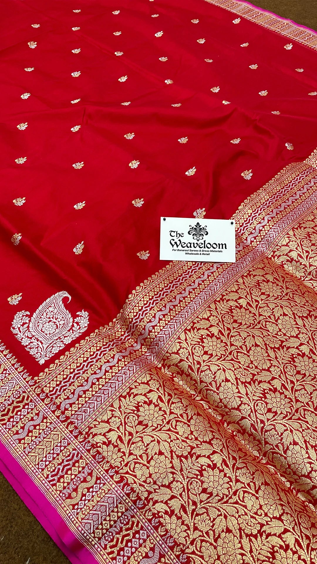 Maroon Katan Silk Pure Handloom Banarasi Saree with Sona Rupa Zari Buti
