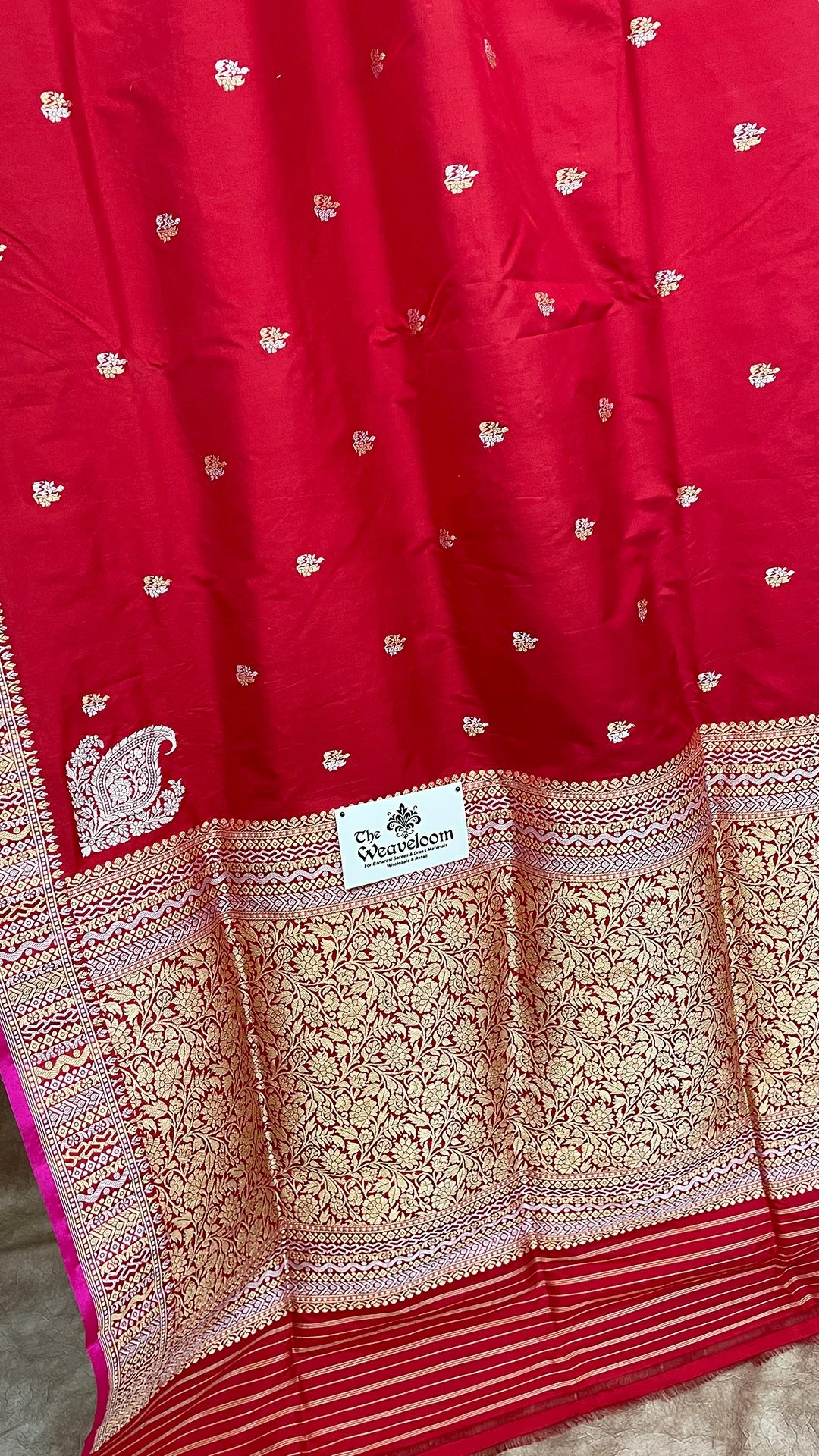 Maroon Katan Silk Pure Handloom Banarasi Saree with Sona Rupa Zari Buti
