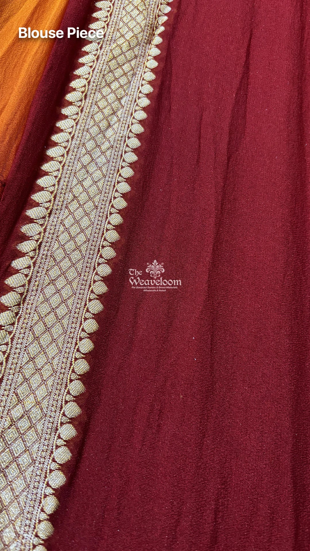 Maroon ombre triple shade booti pure crepe georgette Banarasi saree by The Weaveloom