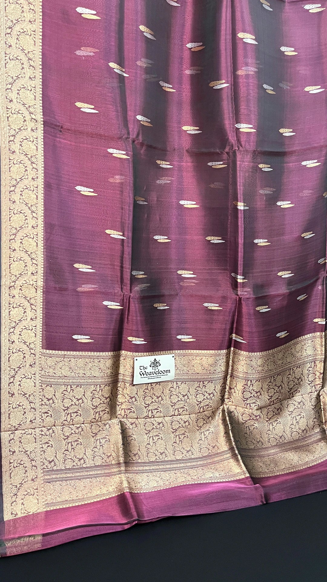Maroon Tissue Silk Pure Banarasi Saree Handloom Kadwa With Sona Rupa Buti And Golden Zari Border The Weaveloom