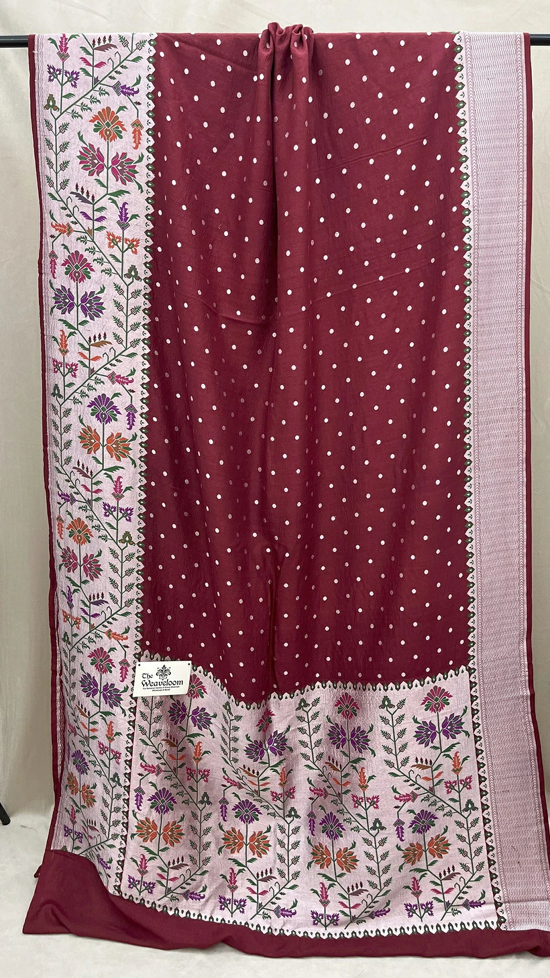 Maroon Green Black Tussar Georgette Meenakari Pure Banarasi Saree