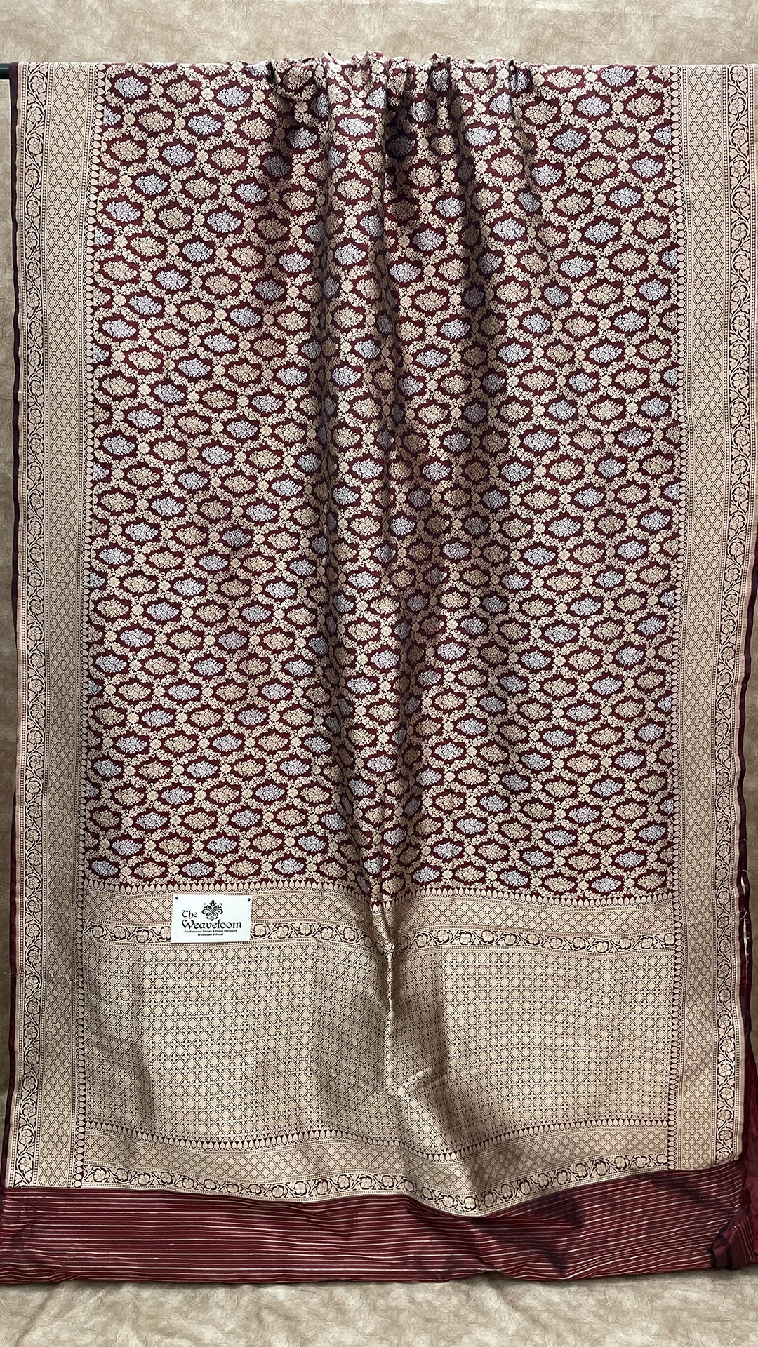 Maroon Pure Katan Silk Nita Ambani Banarasi Saree with Sona Rupa Zari by The Weaveloom