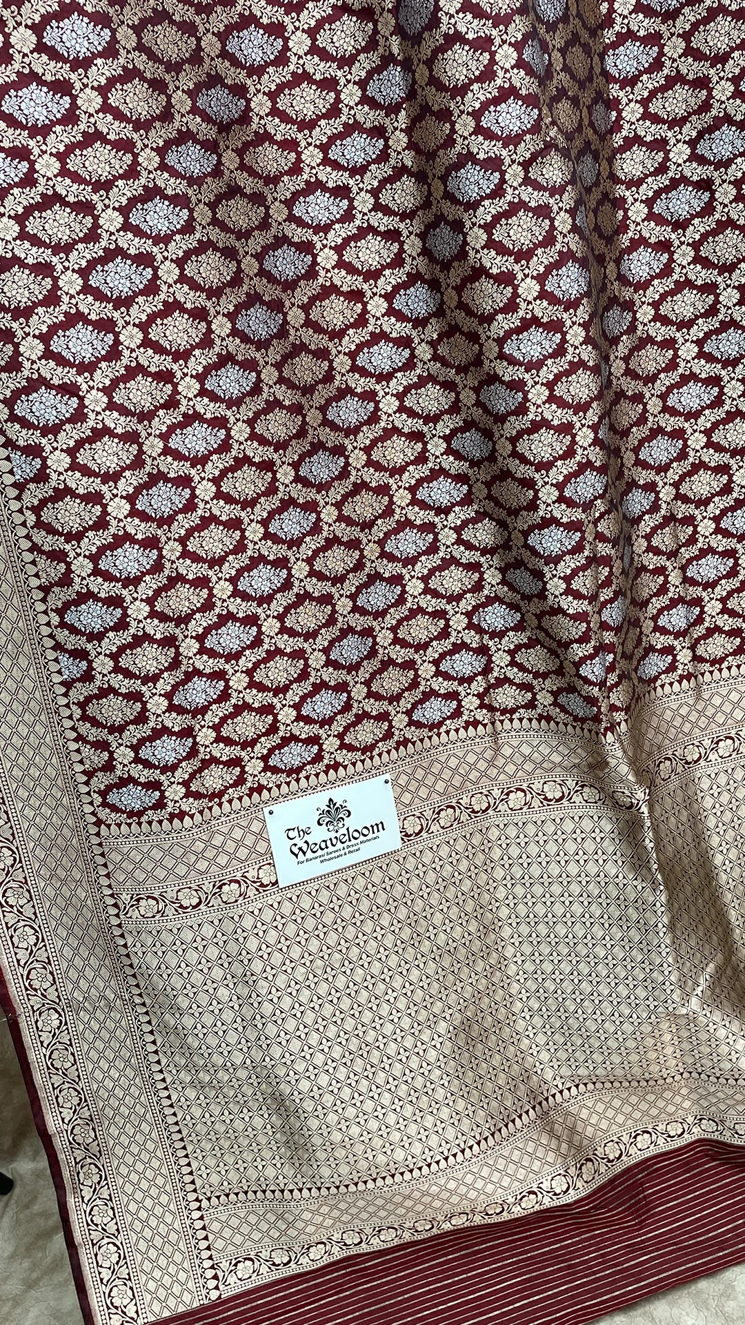 Maroon Pure Katan Silk Nita Ambani Banarasi Saree with Sona Rupa Zari by The Weaveloom