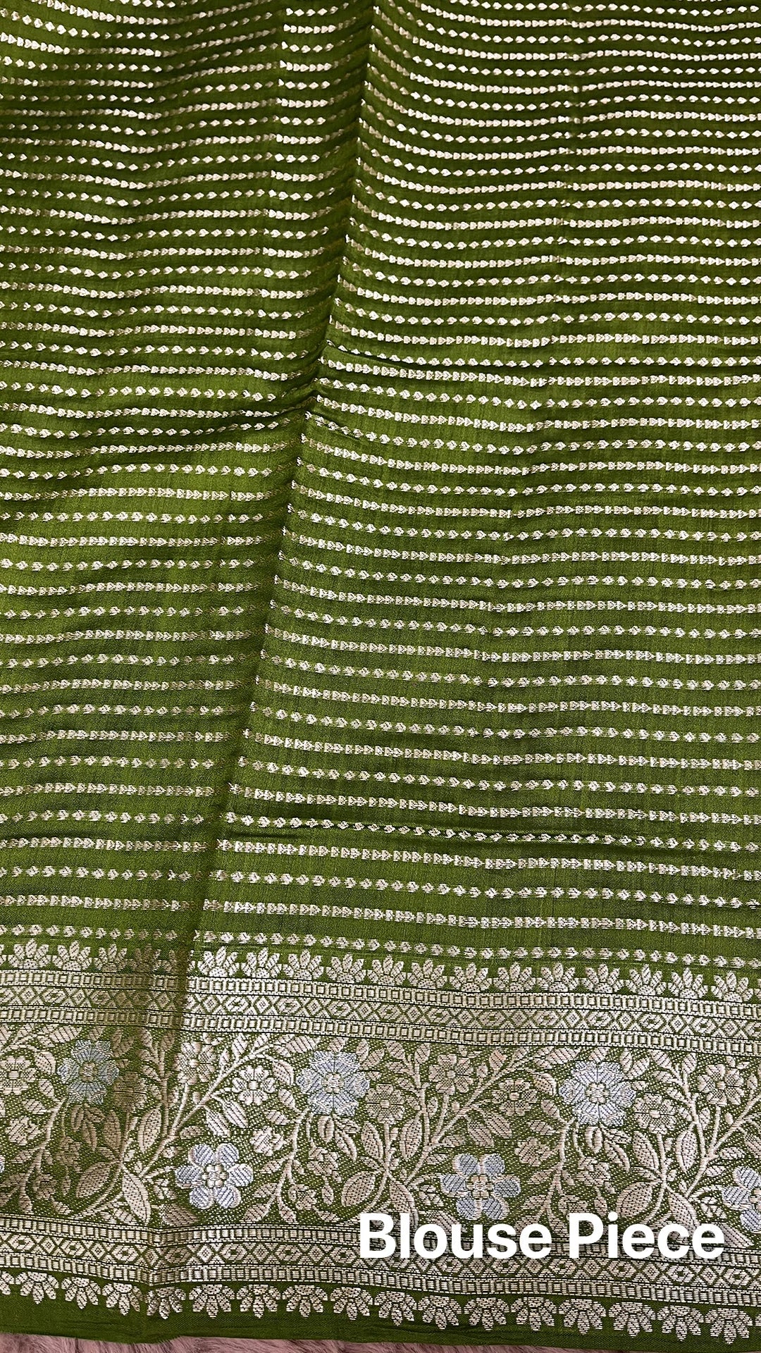 Mehendi Green Floral Buta Chiniya Silk Pure Banarasi Saree with Sona Rupa Zari by The Weaveloom