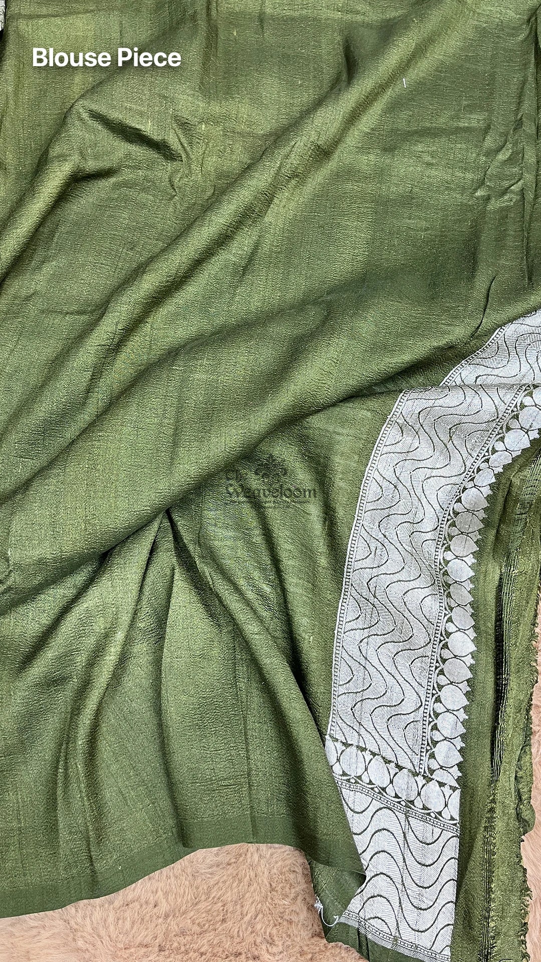 Mehendi Green Meenakari Floral Tussar Georgette Pure Banarasi Saree by The Weaveloom