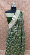 Mehendi Green Pure Khaddi Georgette Meenakari Banarasi Saree by The Weaveloom