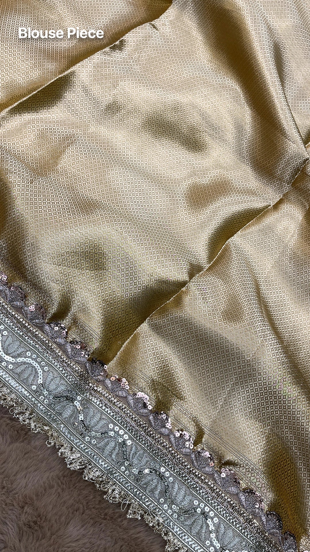Mustard Brown Tissue Silk Pure Banarasi Saree with Sequin Lace Border by The Weaveloom