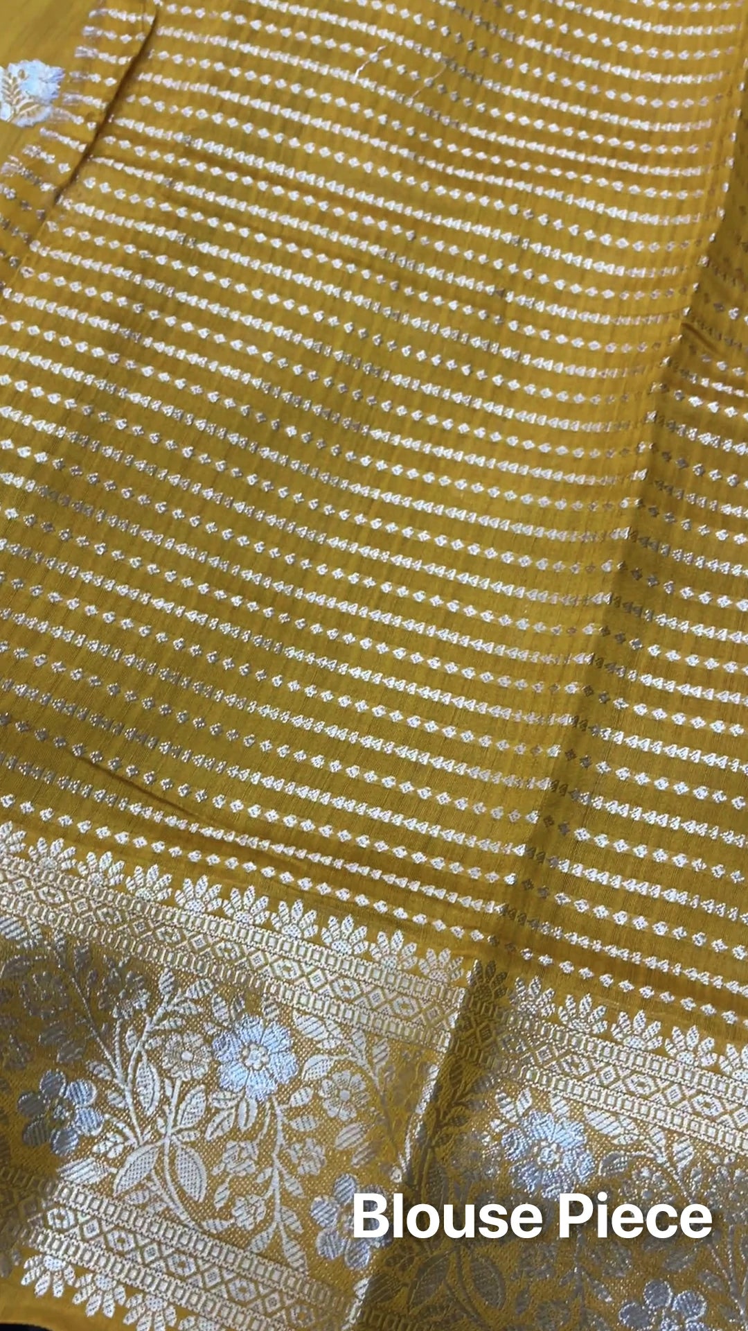 Mustard Chiniya Silk Pure Banarasi Saree with Sona Rupa Zari Buti Floral Border The Weaveloom