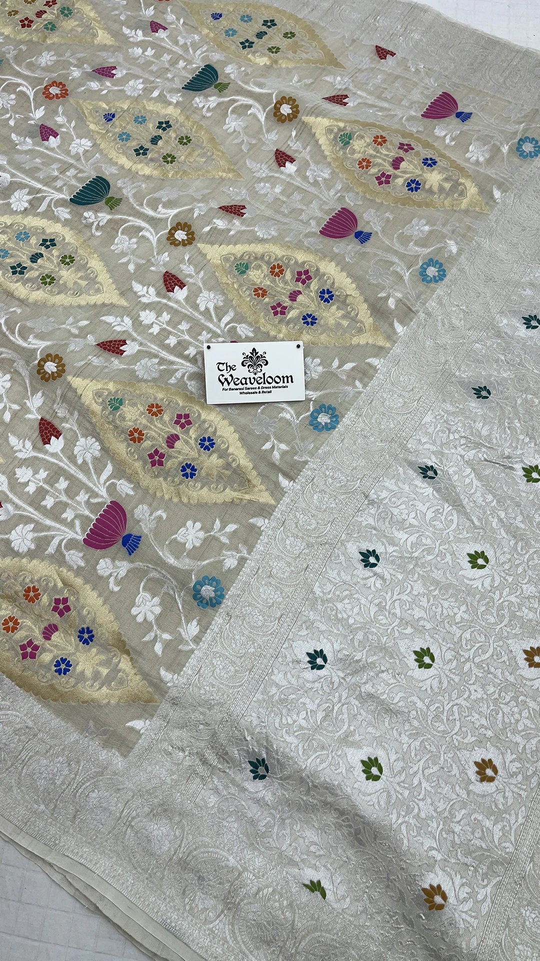 Natural Tussar Georgette Banarasi Saree Sona Rupa Zari With Meenakari By The Weaveloom