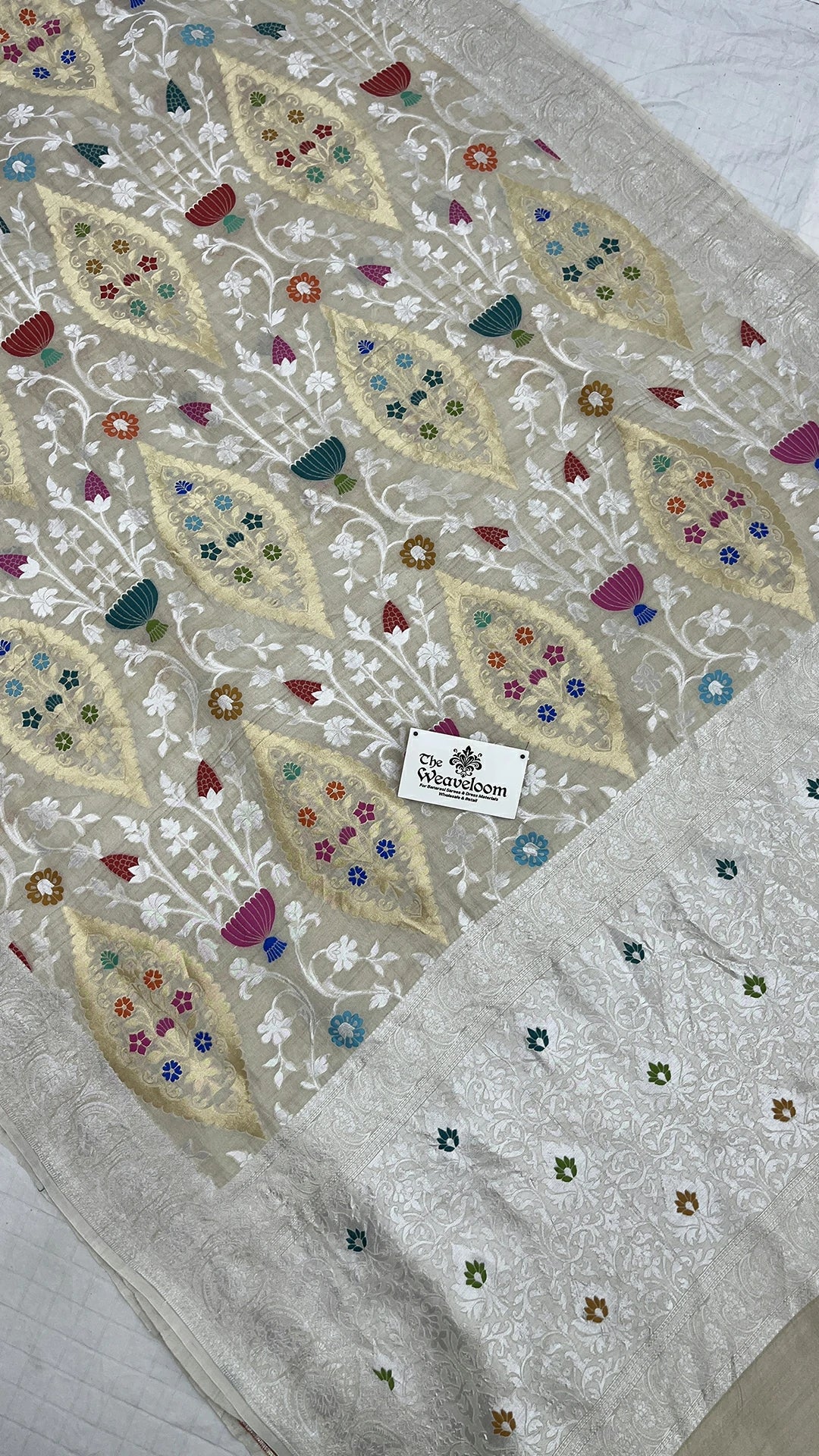 Natural Tussar Georgette Banarasi Saree Sona Rupa Zari With Meenakari By The Weaveloom