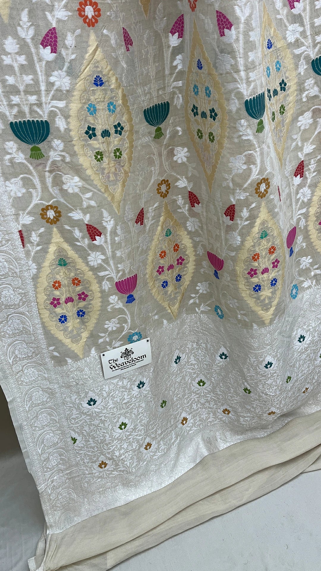 Natural Tussar Georgette Banarasi Saree Sona Rupa Zari With Meenakari By The Weaveloom