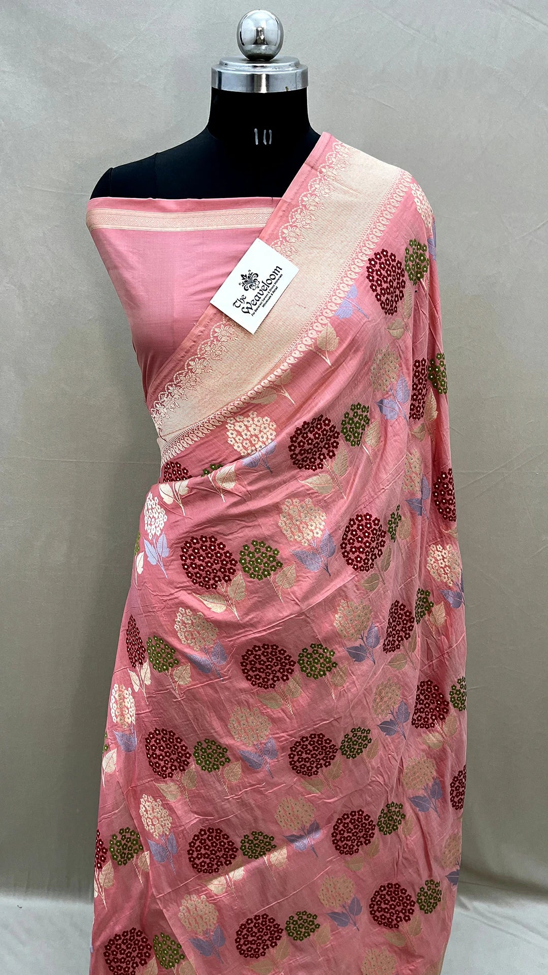 Nita Ambani Inspired Peach Pure Katan Silk Banarasi Saree With Meenakari by The Weaveloom