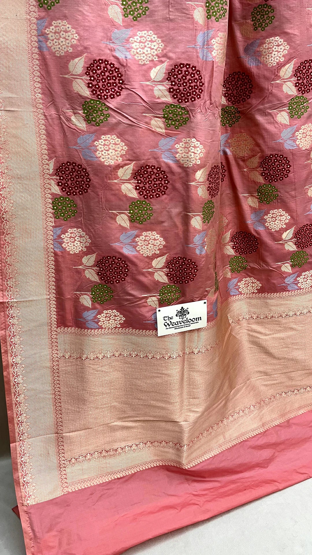 Nita Ambani Inspired Peach Pure Katan Silk Banarasi Saree With Meenakari by The Weaveloom