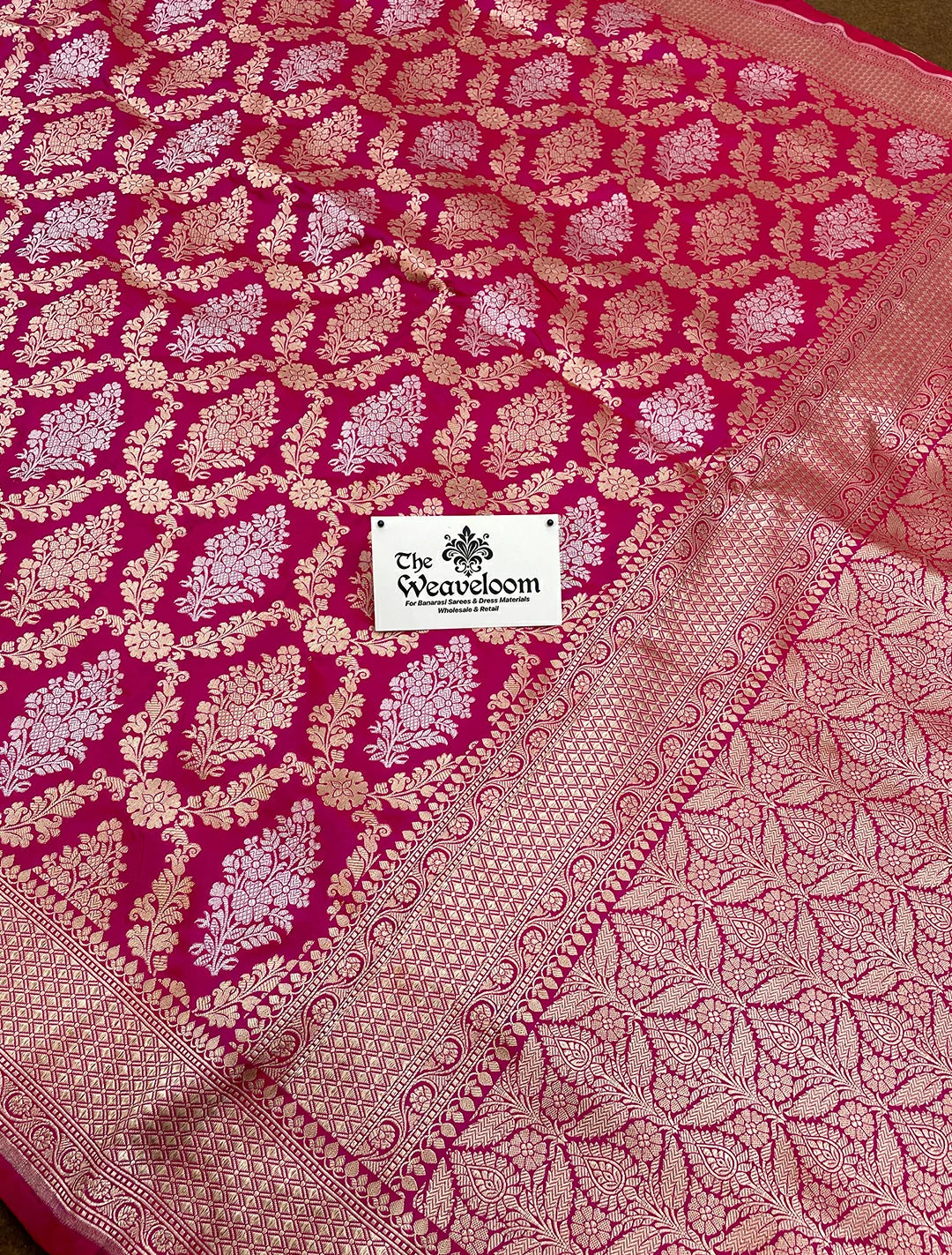 Nita Ambani Rani Banarasi Saree by The Weaveloom with Sona Rupa zari and Katan silk finish