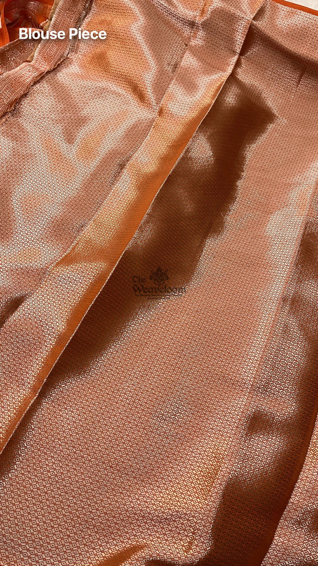 Orange Floral Striped Munga Tissue Silk Pure Banarasi Saree by The Weaveloom