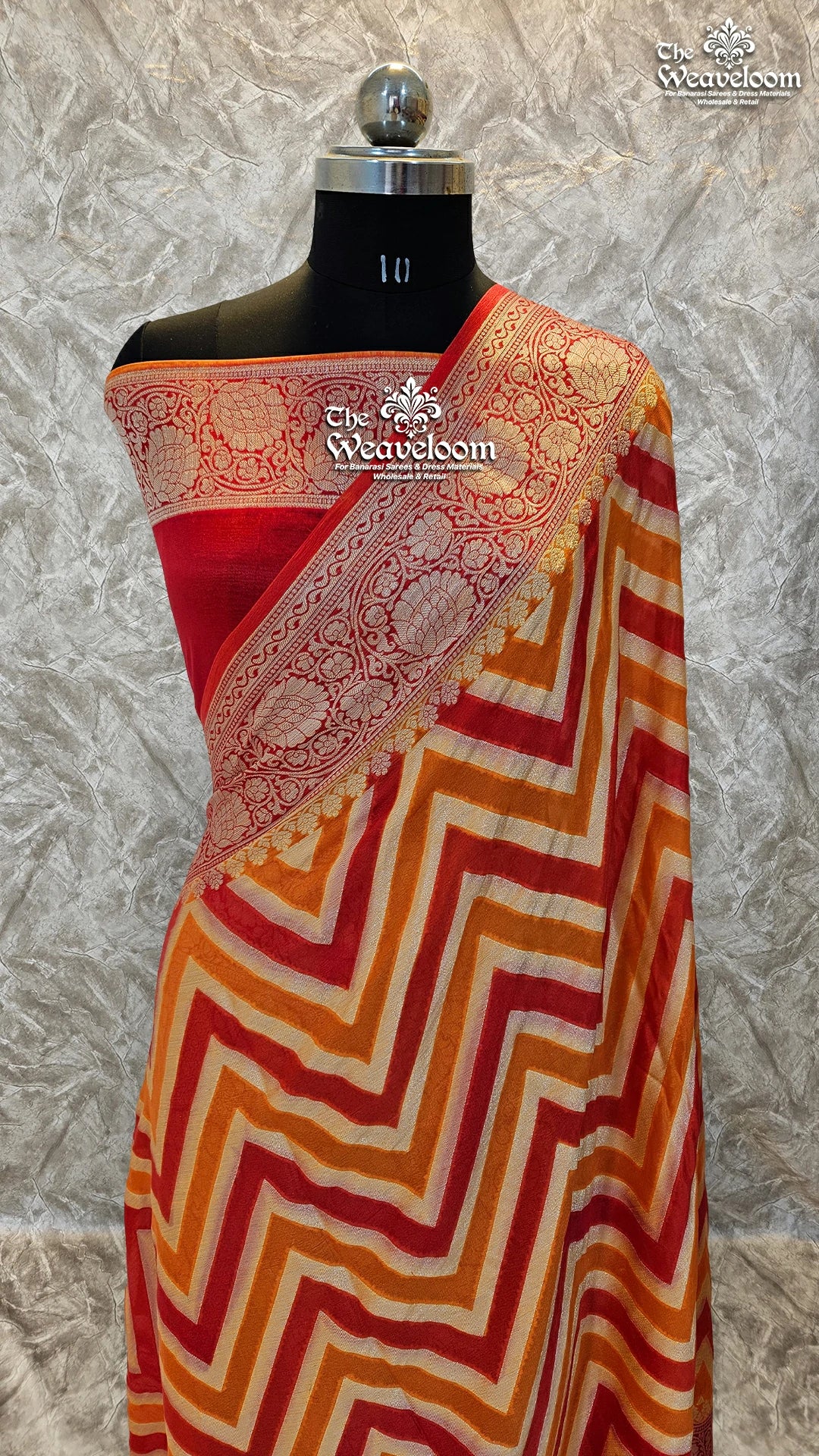 Orange Rangkat Multi-Colour Pure Khaddi Chiffon Banarasi Saree