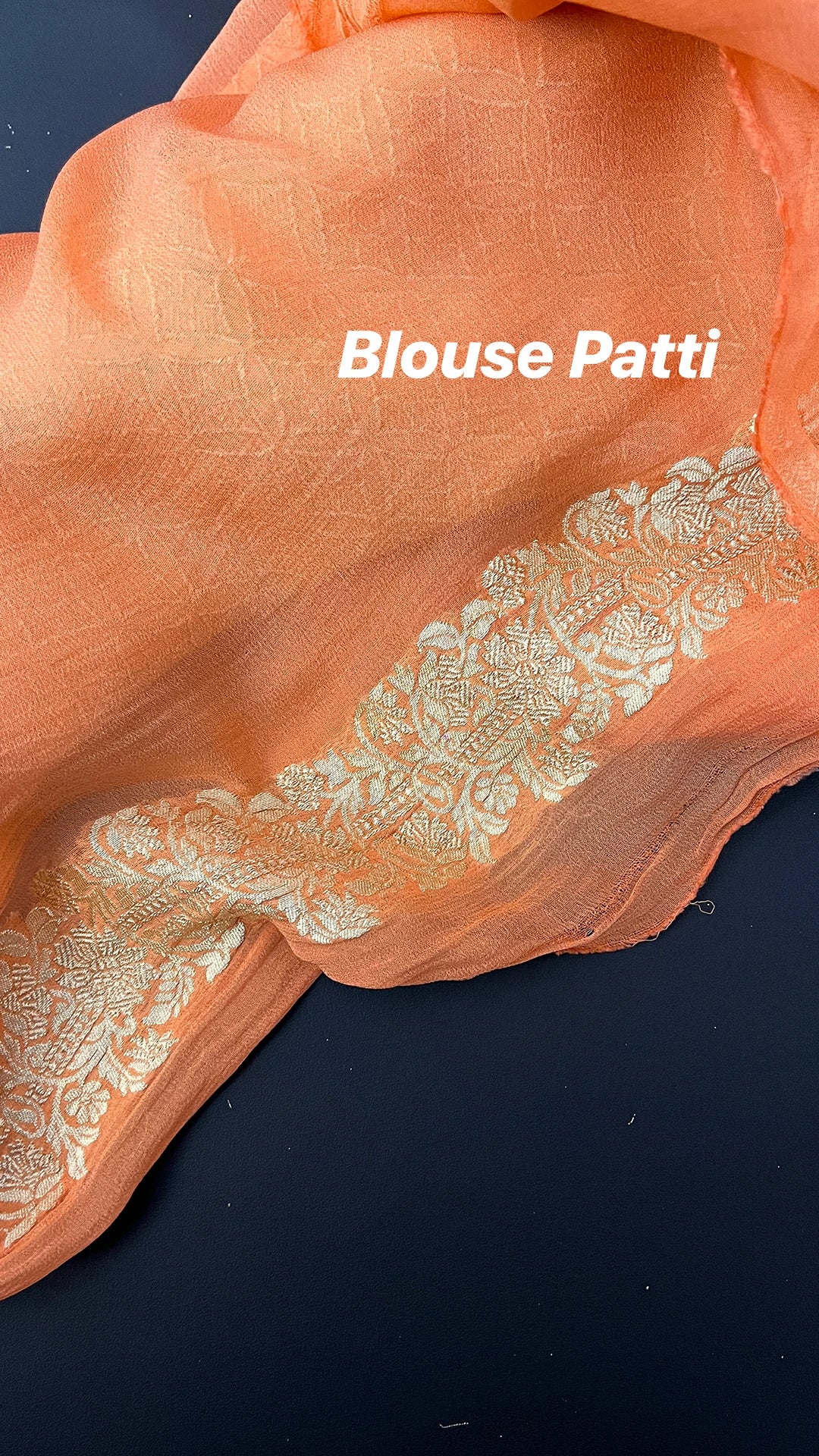 Peach Khaddi Georgette Pure Banarasi Saree with Water Zari Meenakari Floral Motifs