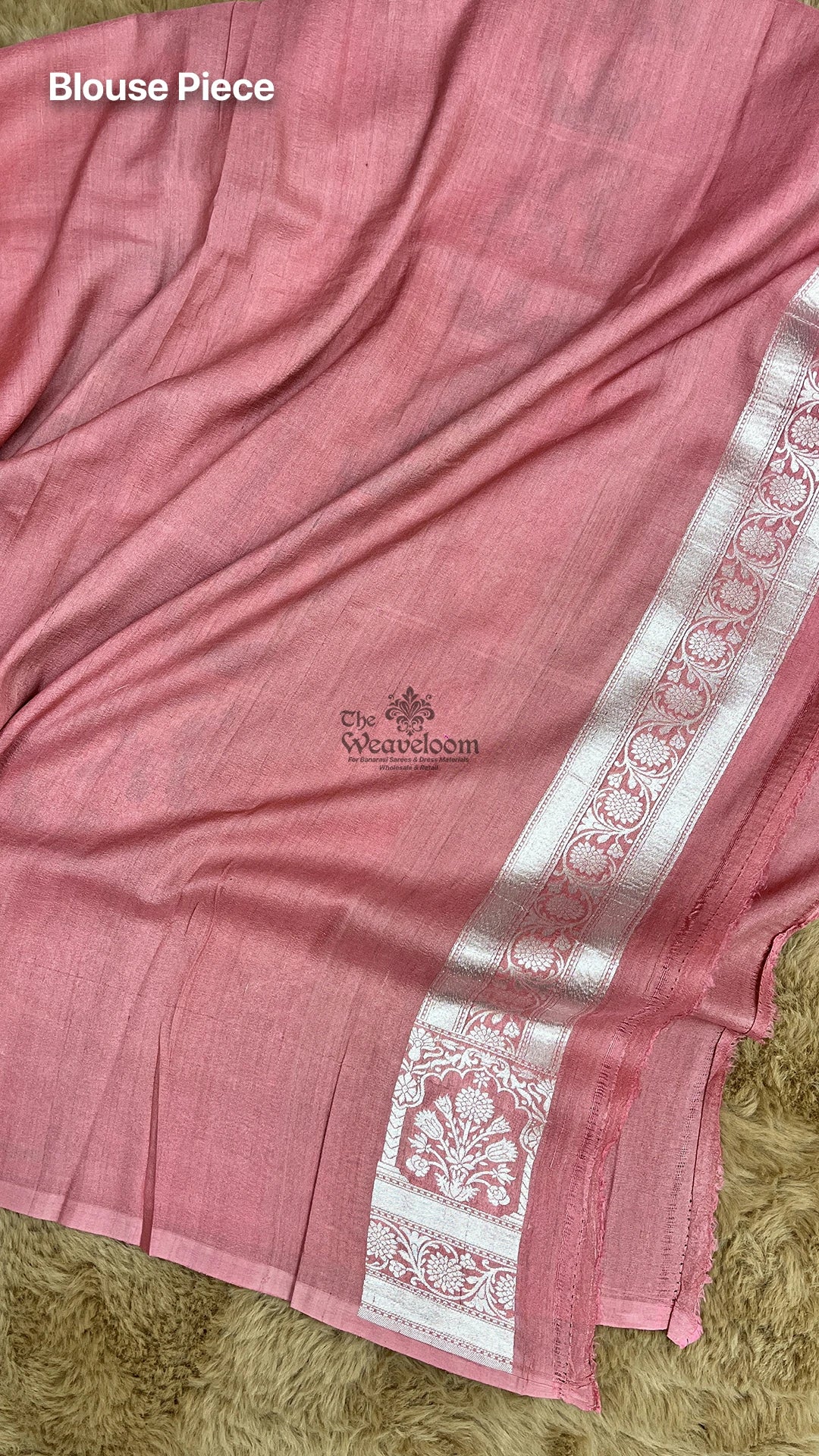 Peach Meenakari Paisley Tussar Georgette Pure Banarasi Saree by The Weaveloom
