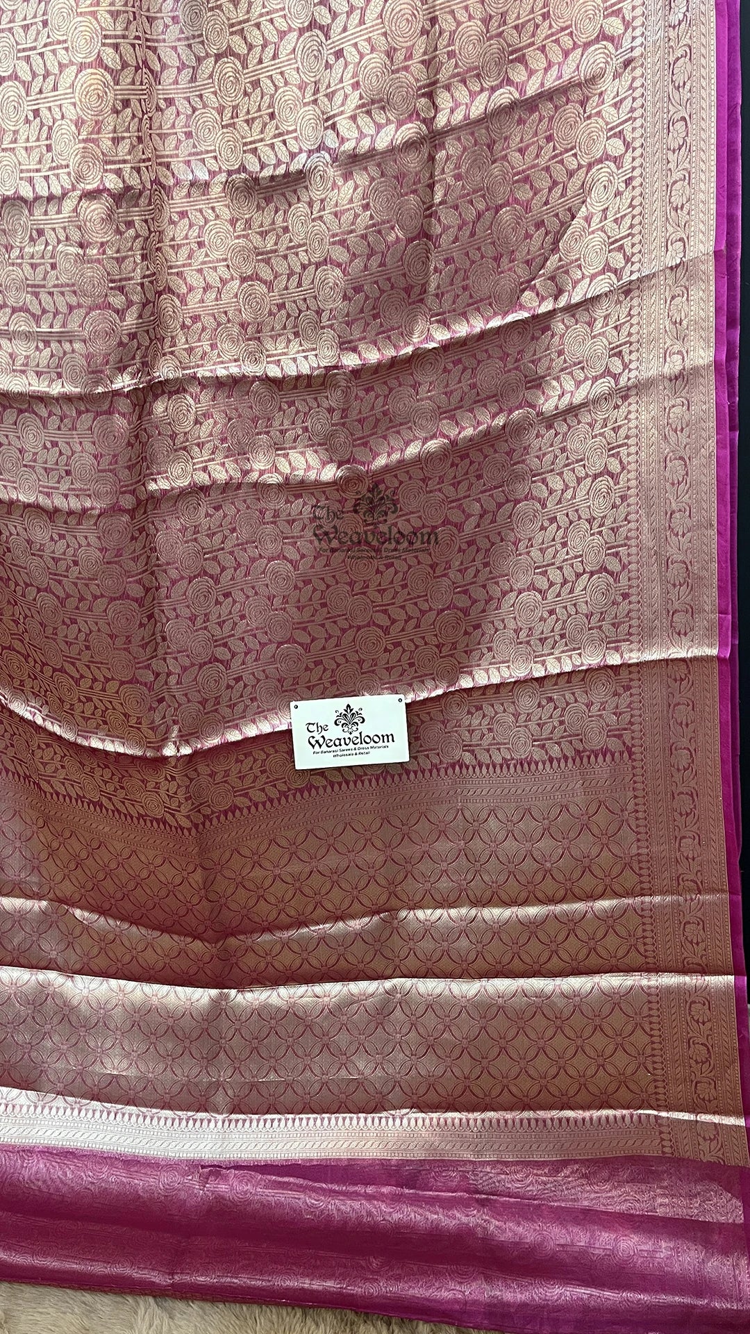 Pink Floral Brocade Tissue Silk Pure Banarasi Saree by The Weaveloom