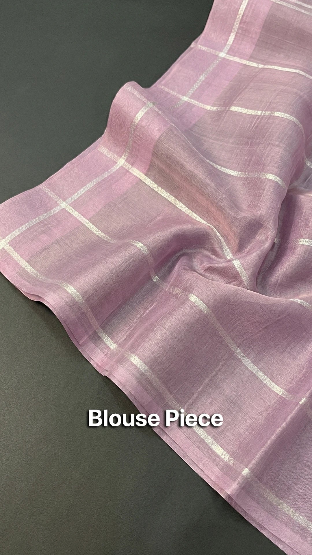 Pink Kora Silk Pure Handloom Banarasi Saree with Silver Zari Border and Striped Blouse by The Weaveloom