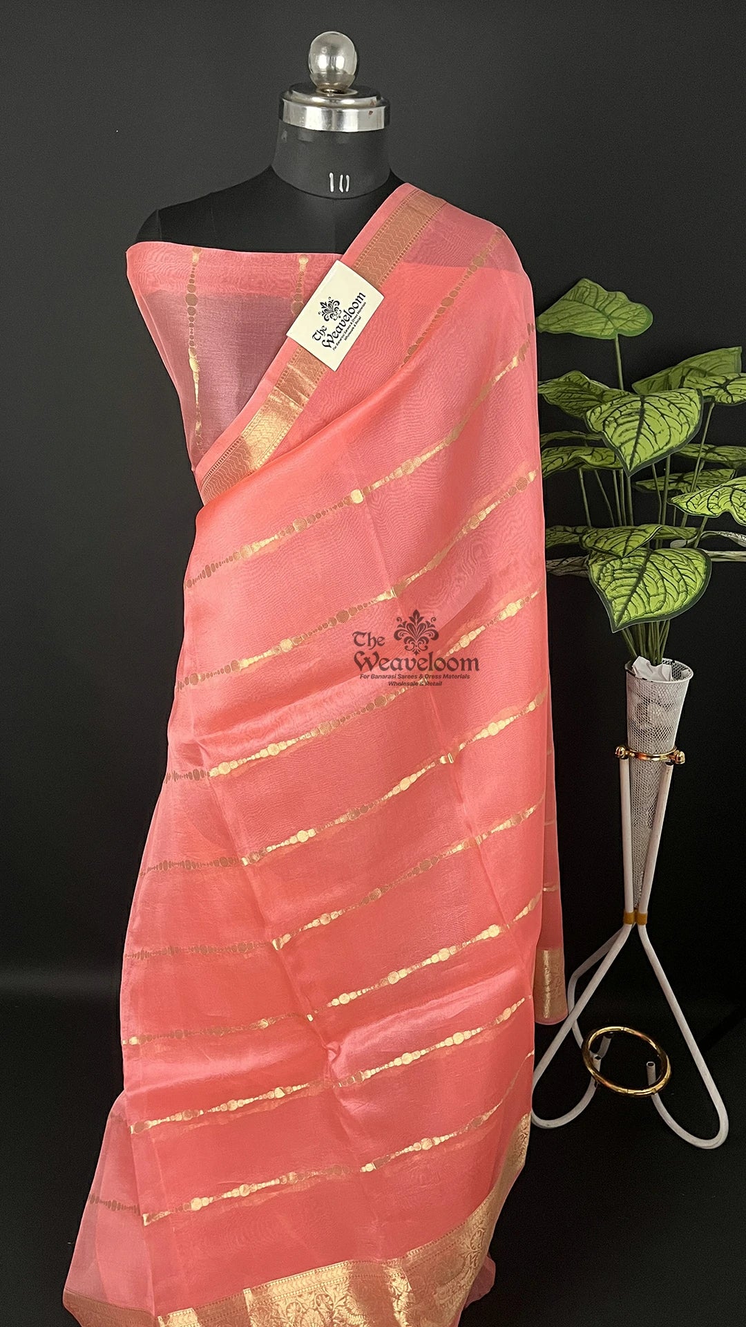 Pink Kora Silk Pure Banarasi Saree with Zari Buttis Border by The Weaveloom