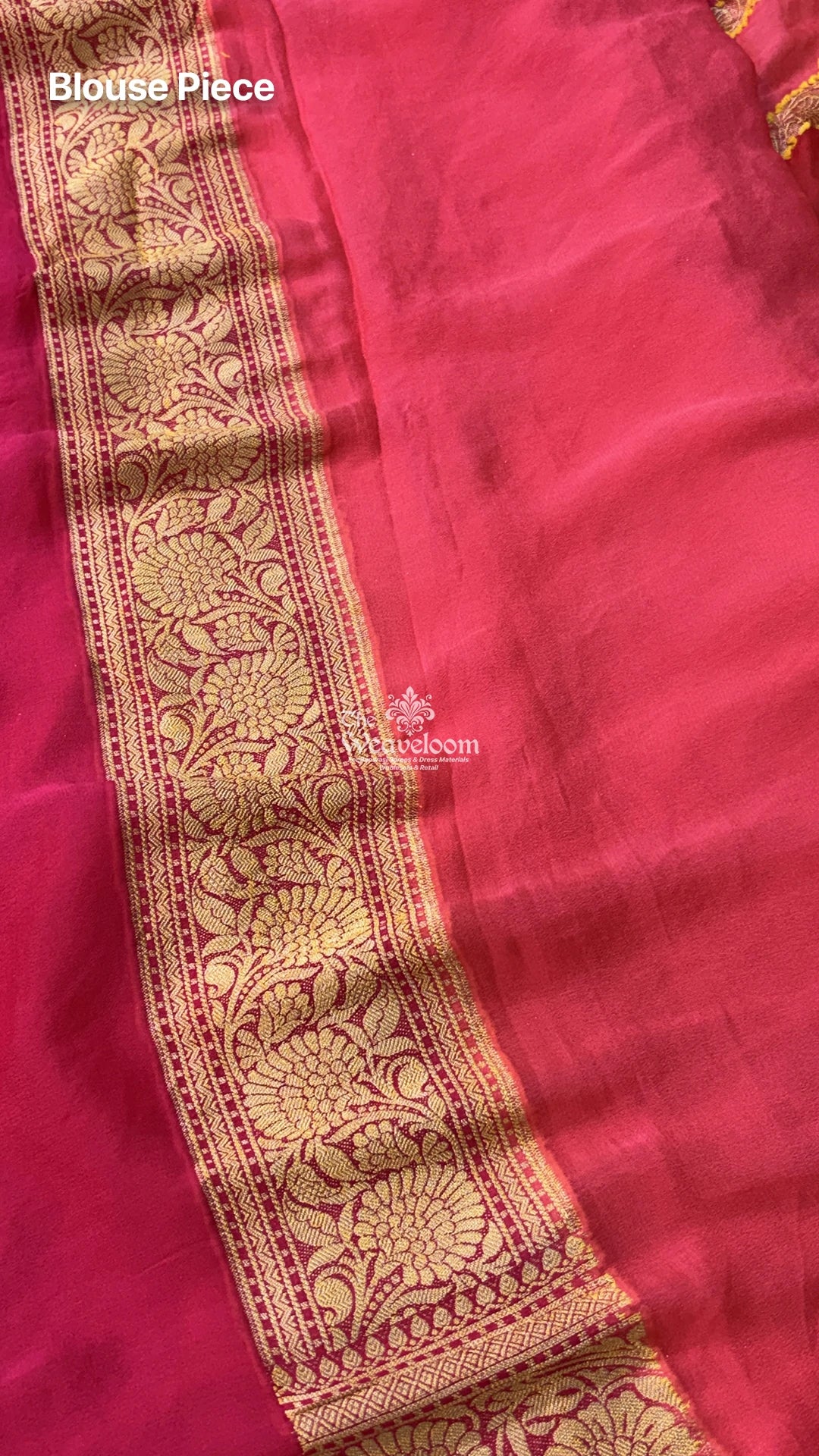 Pink multicolor rangkat diagonal stripe pure crepe georgette pure Banarasi saree by The Weaveloom