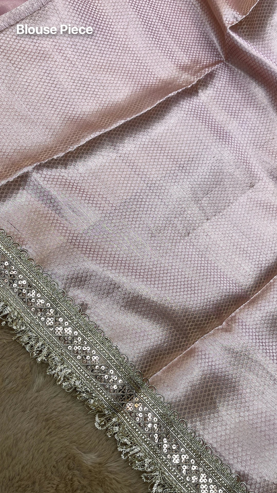 Pink tissue silk pure Banarasi saree with gold sequin lace border by The Weaveloom
