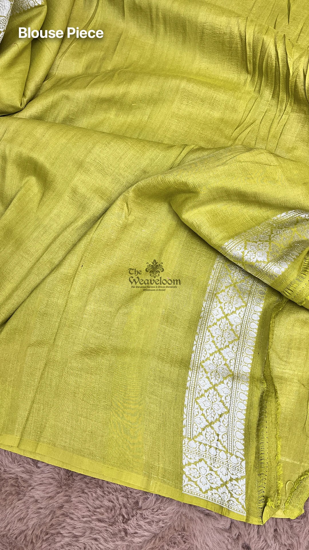 Pista Green Meenakari Floral Tussar Georgette Pure Banarasi Saree by The Weaveloom