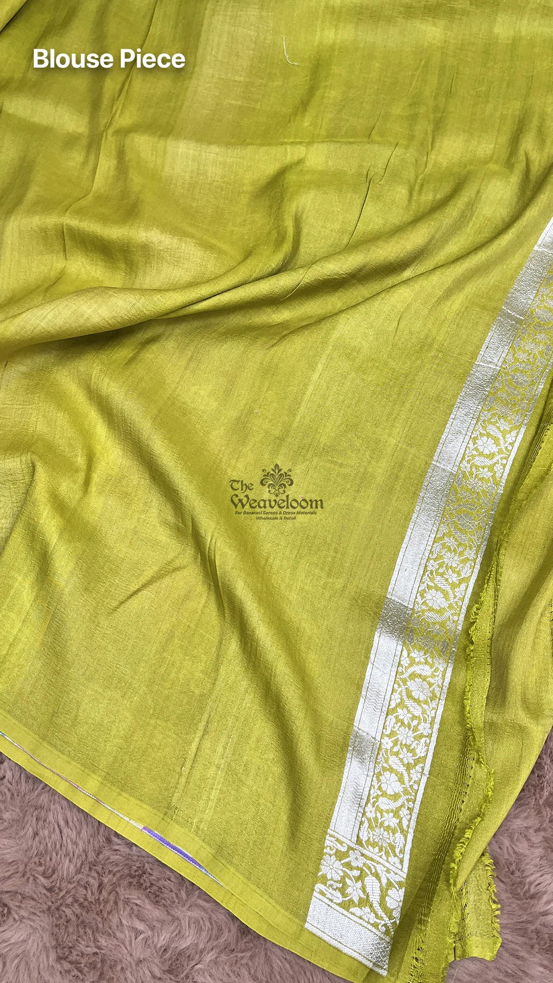 Pista Green Meenakari Floral Tussar Georgette Pure Banarasi Saree by The Weaveloom