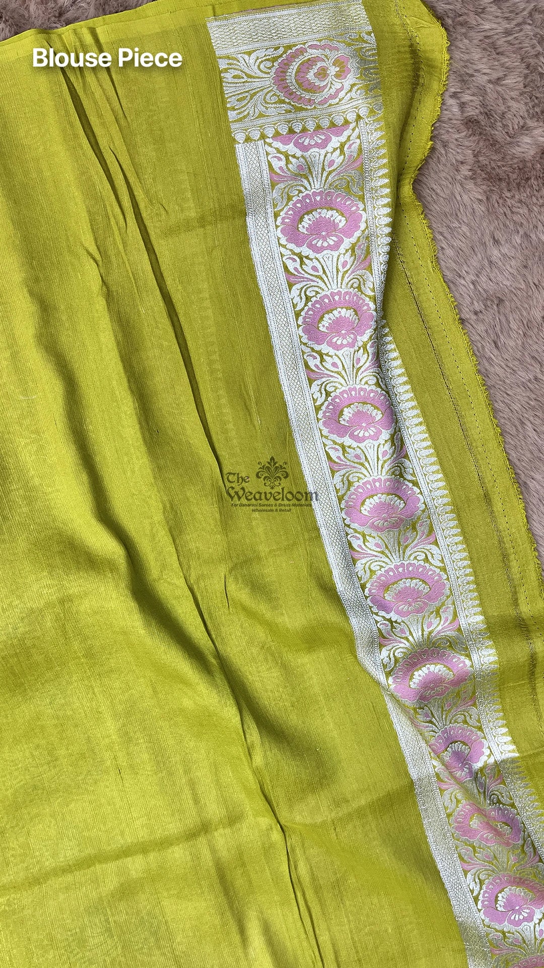 Pista Green Meenakari Floral Tussar Georgette Pure Banarasi Saree