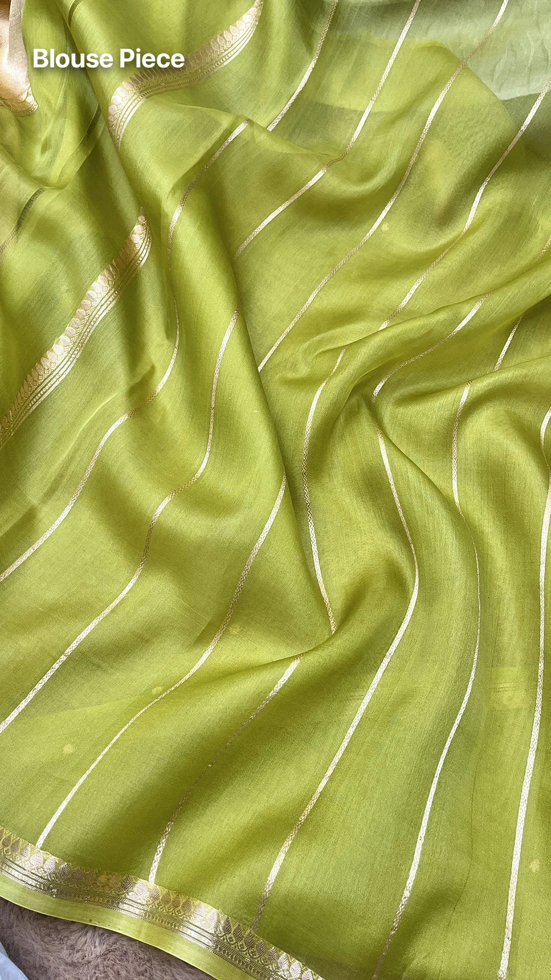 Pista green zari buti handloom Banarasi saree in pure Kora silk by The Weaveloom