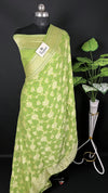 Pista Pure Crepe Georgette Banarasi Saree With Meenakari by The Weaveloom