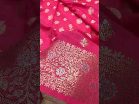 Cherry Pink Chiniya Silk Pure Banarasi Saree with Sona Rupa Zari Buta & Rich Pallu