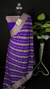 Purple Pure Crepe Georgette Banarasi Saree With Floral Zari Border And All Over Buti Design - The Weaveloom