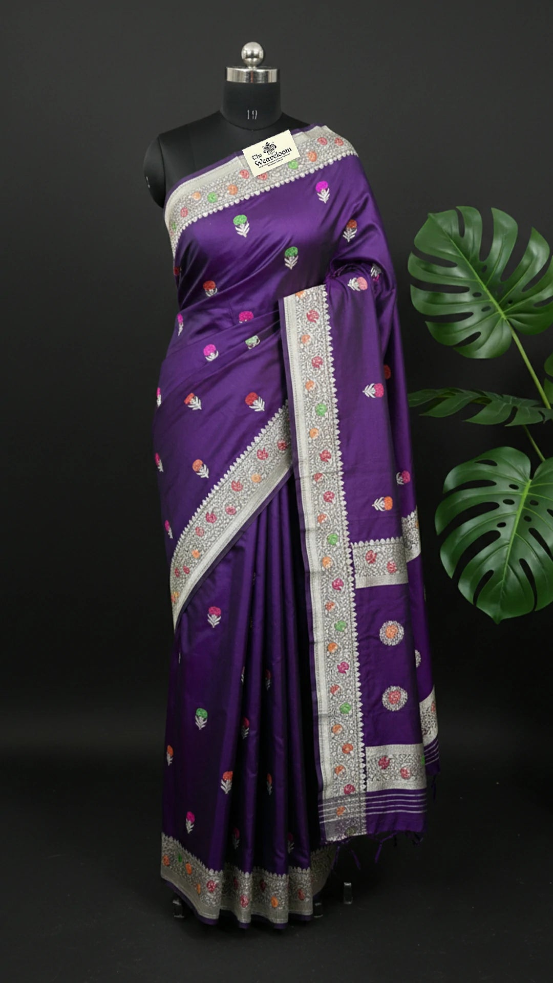 Purple Pure Katan Silk Handloom Banarasi Saree with Meenakari by The Weaveloom