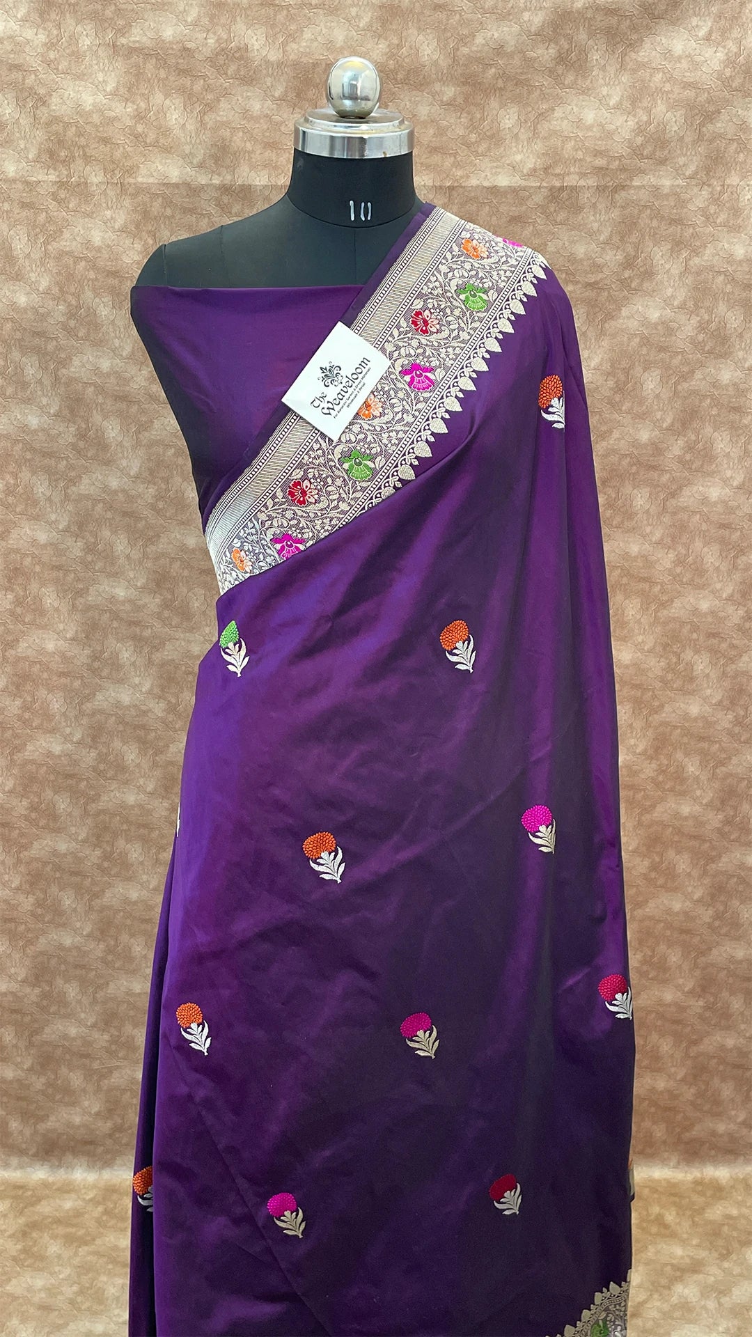 Purple Pure Katan Silk Handloom Banarasi Saree with Meenakari by The Weaveloom