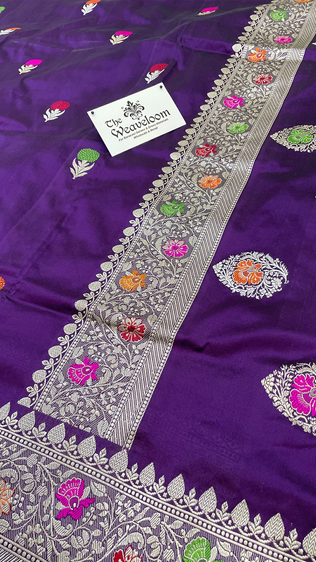 Purple Pure Katan Silk Handloom Banarasi Saree with Meenakari by The Weaveloom