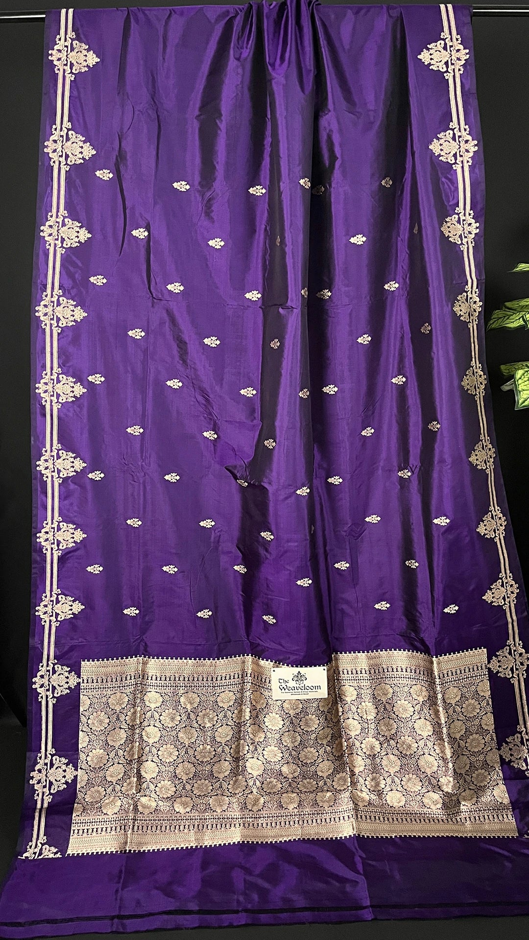 Purple Pure Katan Silk Handwoven (Kadwa) Banarasi Saree The Weaveloom Gold Zari Floral Border