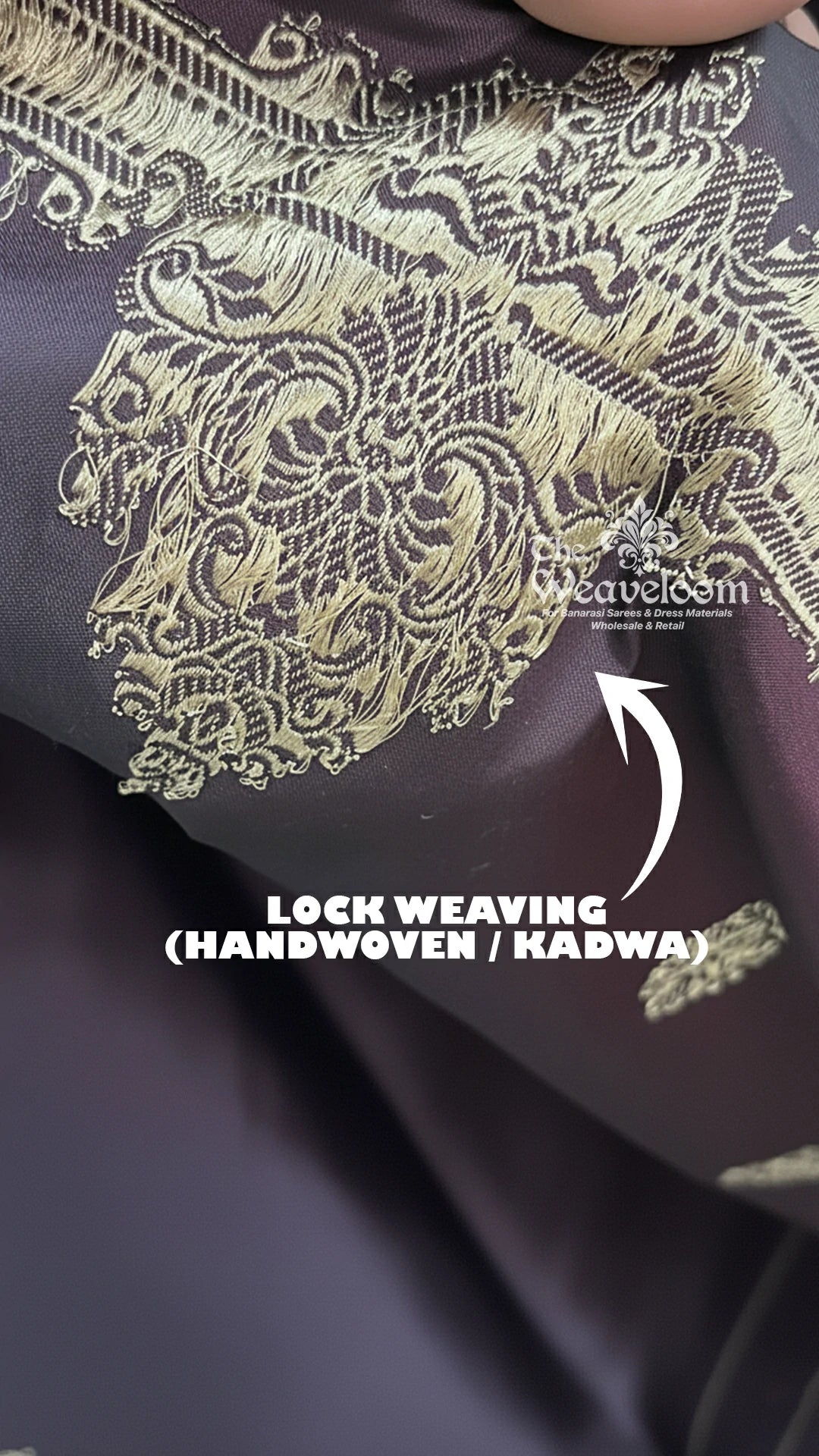 Purple Pure Katan Silk Handwoven (Kadwa) Banarasi Saree The Weaveloom Gold Zari Floral Border