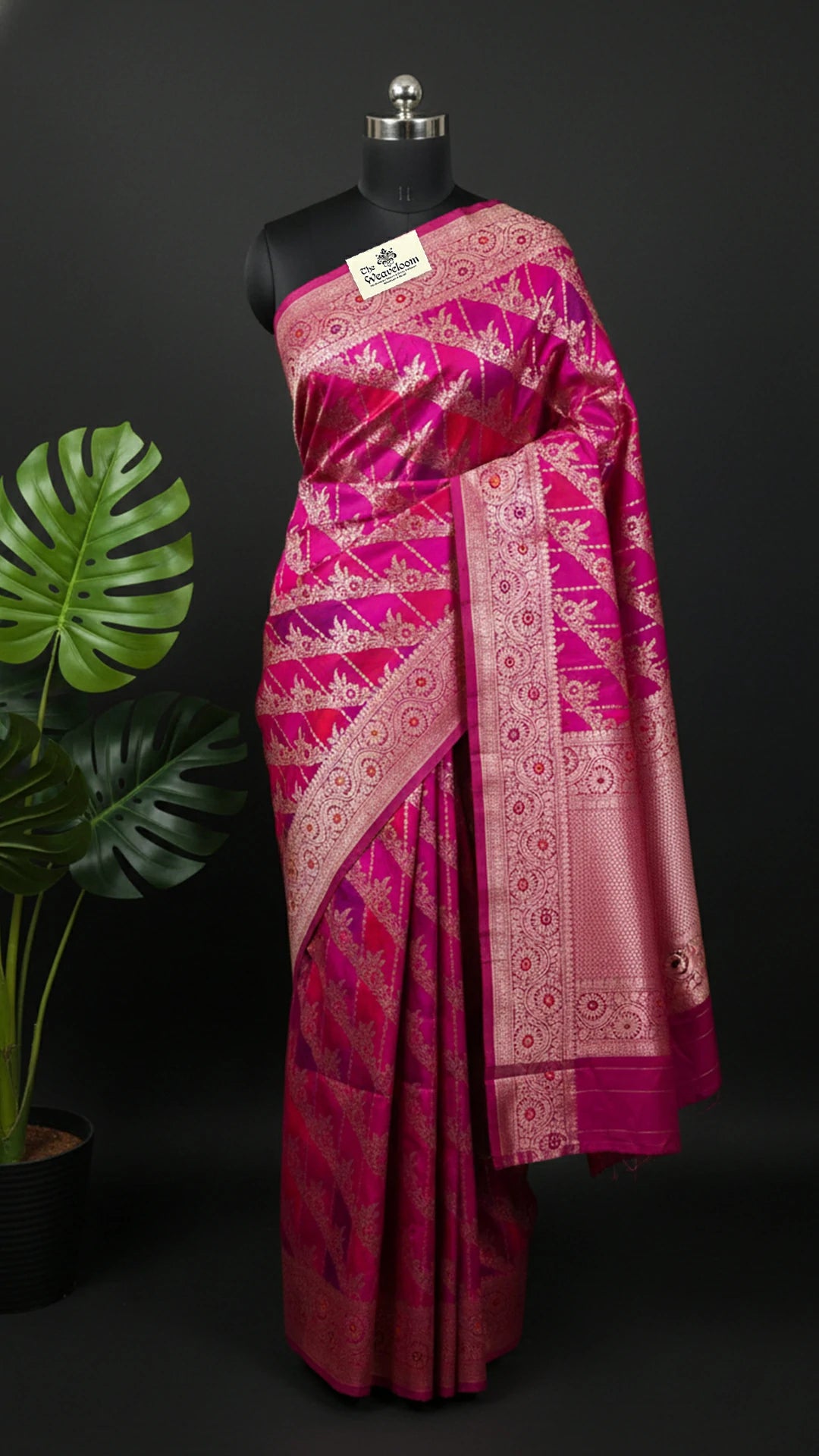 Rangkat Pink Multicolor Katan Silk Pure Handloom Banarasi Saree with Meenakari by The Weaveloom