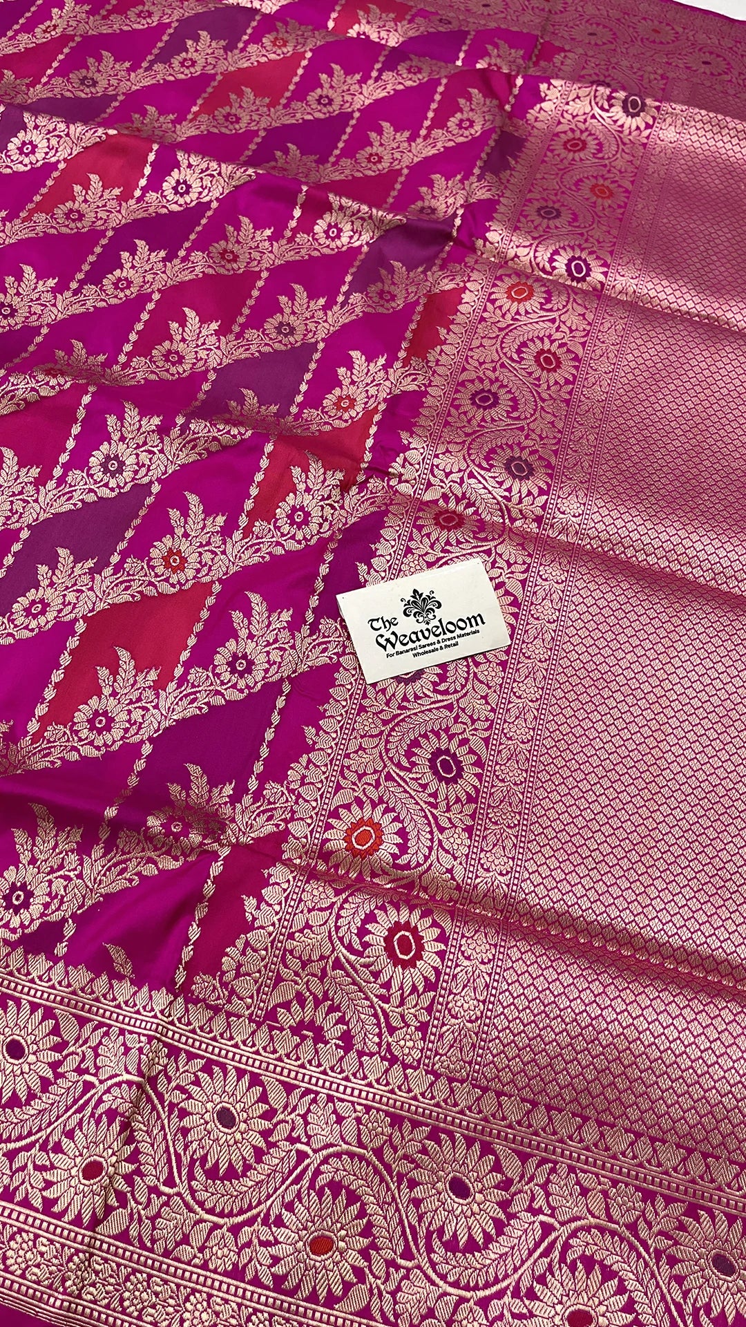 Rangkat Pink Multicolor Katan Silk Pure Handloom Banarasi Saree with Meenakari by The Weaveloom