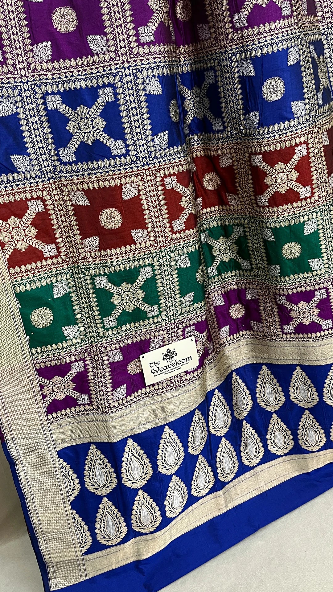 Rangkat Pure Katan Silk Banarasi Saree Sona Rupa Zari Multicolor by The Weaveloom